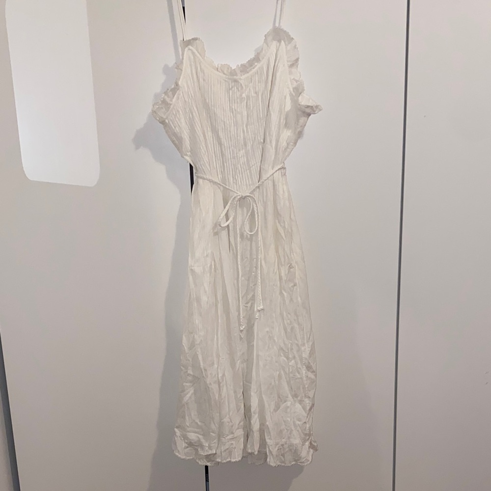 Aritzia Wilfred White ruffled pleated midi dress
